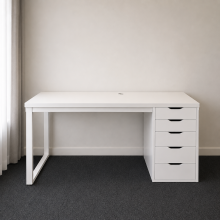 Bàn làm việc IKEA chân sắt kèm 1 hộc tủ 5 ngăn kéo(bàn 1m6 x60x75)