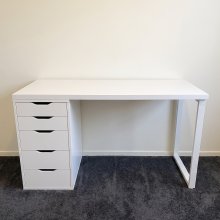 Bàn làm việc IKEA chân sắt kèm 1 hộc tủ 5 ngăn kéo(bàn 1m4 x60x75)