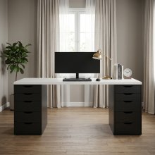 Bàn Gamming IKEA 2 hộc tủ đen– Mặt bàn MDF – Màu trắng, đen, vân gỗ