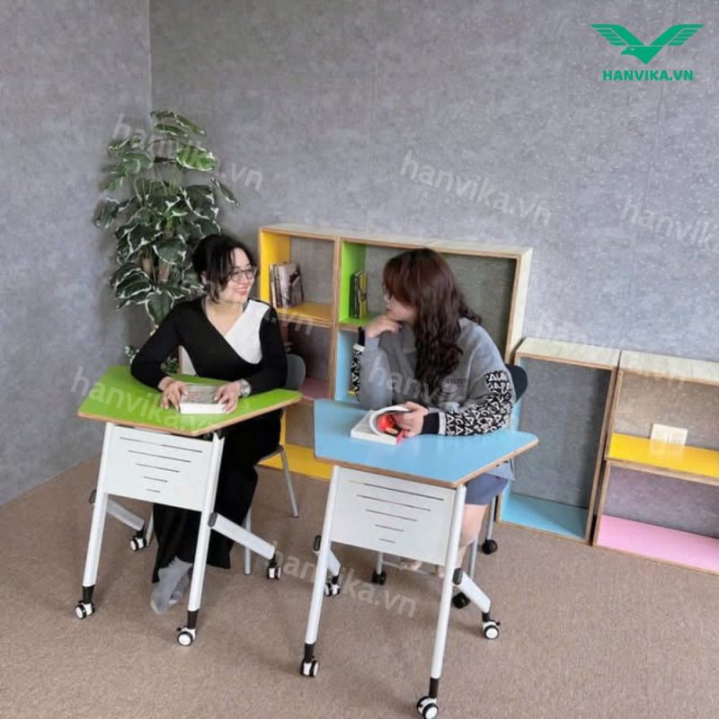 Bàn thang lục giác đơn trung tâm Hanvika – Bàn học nhóm sáng tạo cho lớp học hiện đại - HVK-GD-B08