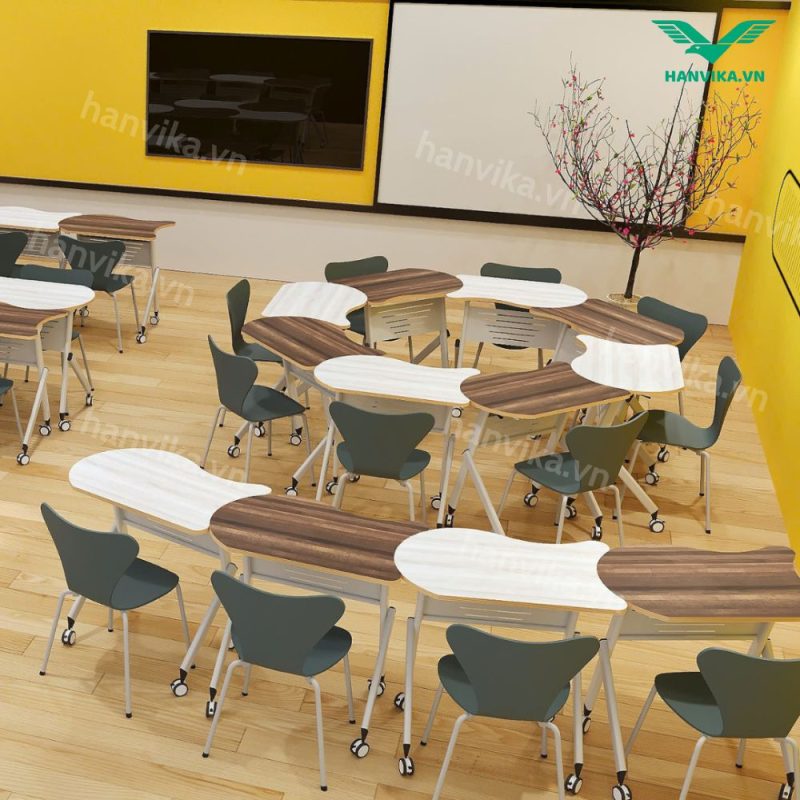 Bàn Cá Heo Đơn Trung Tâm – Thiết kế độc đáo, ghép nhóm linh hoạt cho không gian học sáng tạo - HVK-GD-B17
