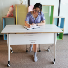 Bàn chữ nhật đôi training – Bàn học, bàn trung tâm đào tạo hiện đại - HVK-GD-B04