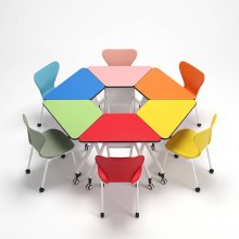 Bàn lục giác cao cấp, học nhóm hình thang - Bàn học sáng tạo cho lớp học hiện đại  HVK-GD-B08