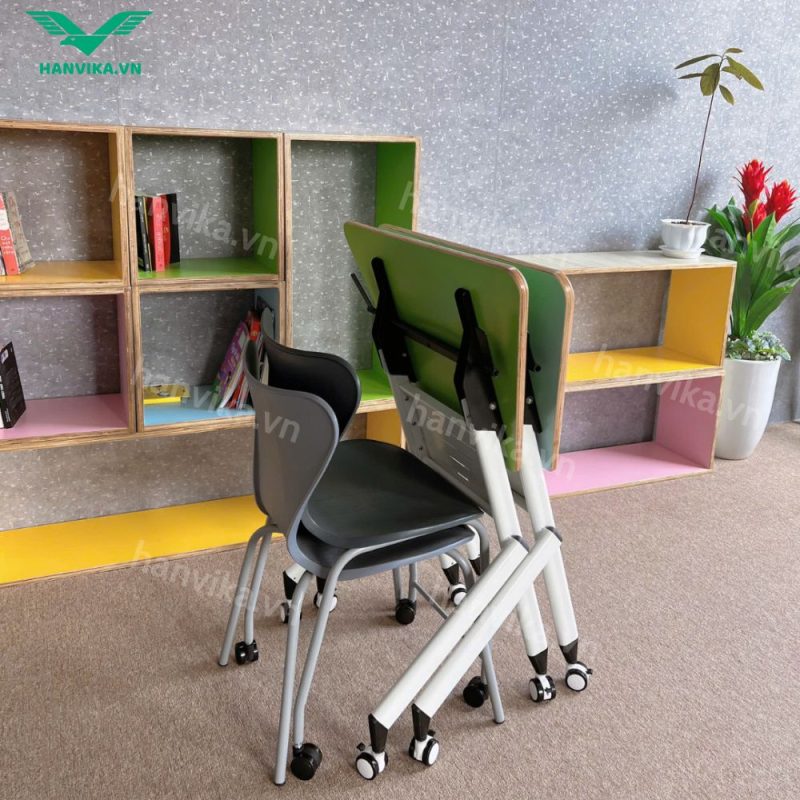 Bàn thang bát giác Plywood đơn Hanvika – Bàn học mầm non tối giản, bền đẹp và an toàn - HVK-GD-B10