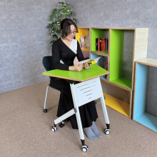 Bàn thang bát giác Plywood đơn Hanvika – Bàn học mầm non tối giản, bền đẹp và an toàn - HVK-GD-B10