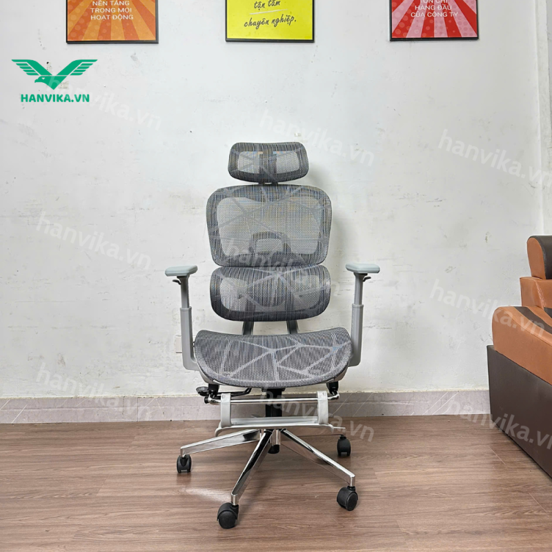 Ghế Công Thái Học Full Lưới HVK-S20 Ghi Xám – Premium Ergonomic Chair