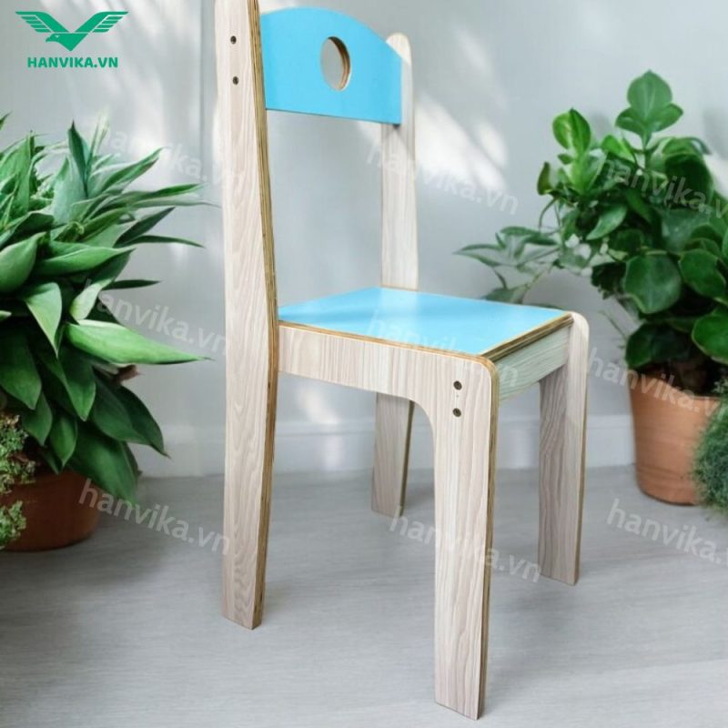 Ghế gỗ có tựa mầm non cao cấp, xếp gọn - HVK-GD-G04
