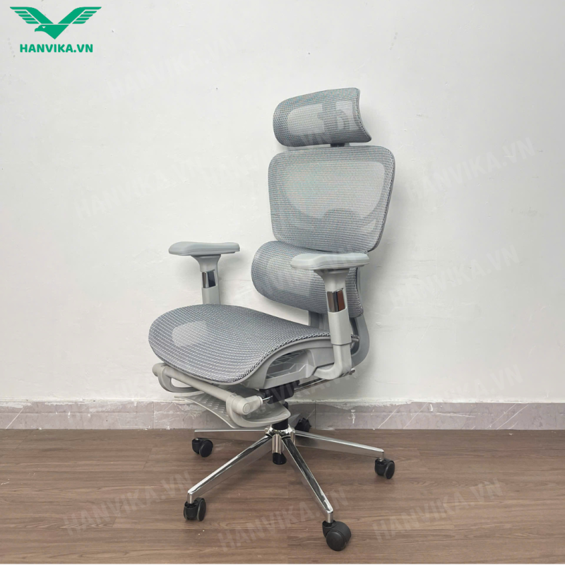 Ghế Công Thái Học, Ghế Văn Phòng Full Lưới HVK-S18 Màu Ghi