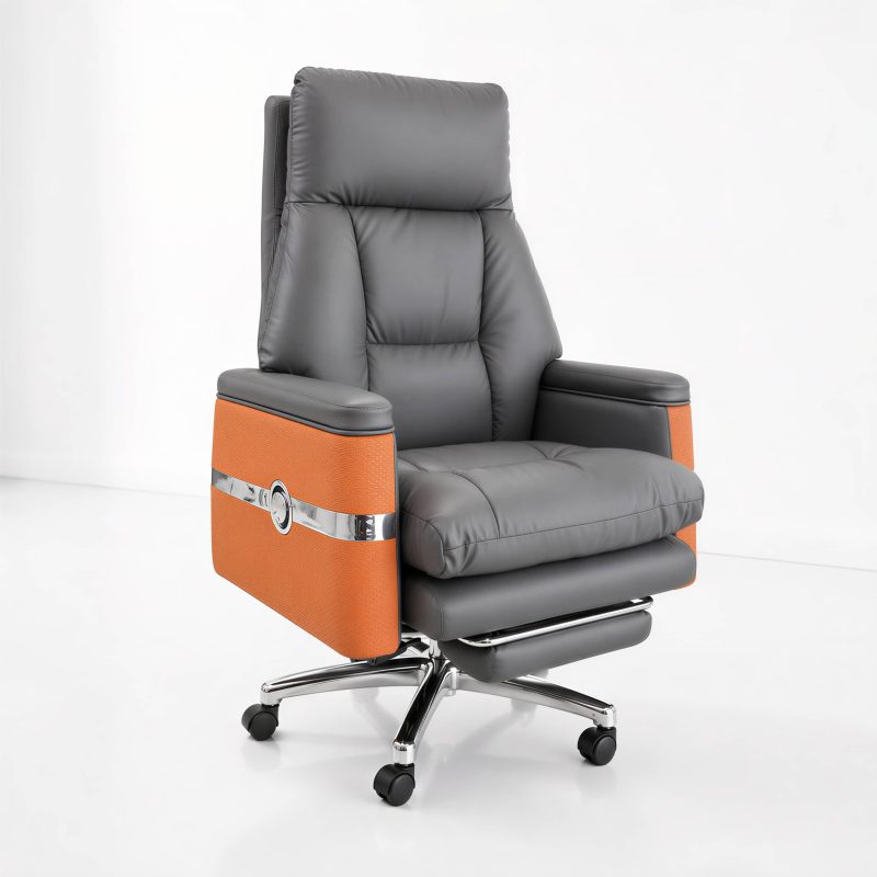 Ghế Giám Đốc Cao Cấp Có Ngả Lưng Gác Chân HVK-GD81 Xám Cam