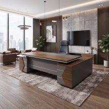 Bàn giám đốc cao cấp Mokuzai, bàn chữ L hiện đại thiết kế cho lãnh đạo HVK-MK101