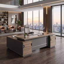 Bàn giám đốc cao cấp Mokuzai, bàn chữ L hiện đại thiết kế cho lãnh đạo HVK-MK102