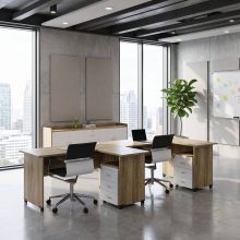 Bàn nhân viên chữ L, bàn làm việc đôi có hộc tủ cao cấp HVK-BNV12