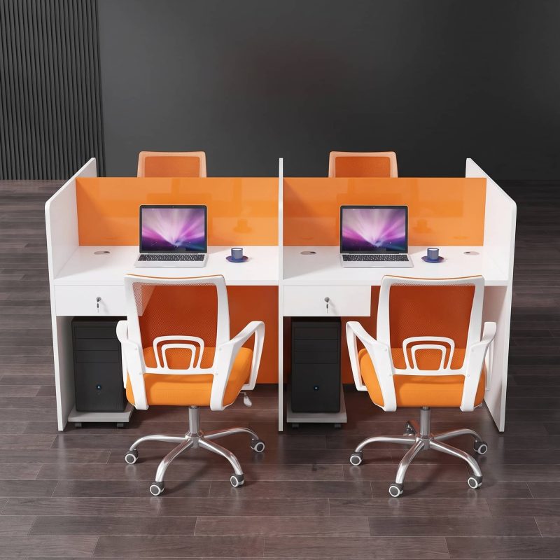 Cụm bàn làm việc 4 người, bàn nhân viên HVK-NV-B04 – Thiết kế hiện đại, tối ưu không gian văn phòng